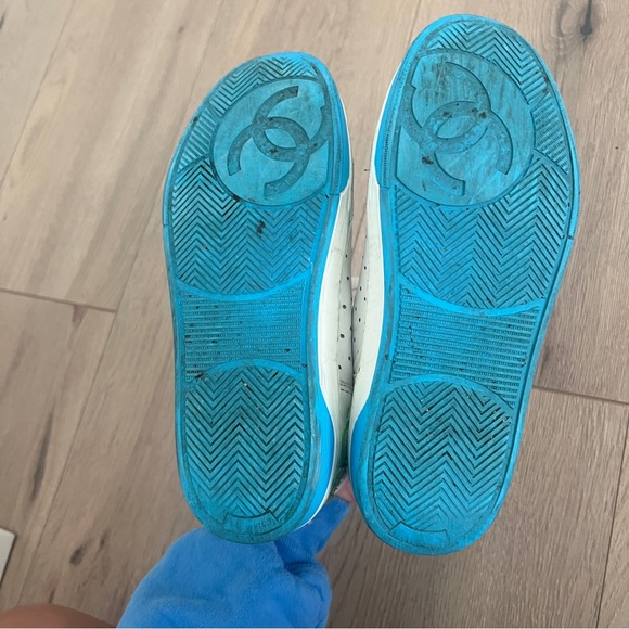 RARE Chanel Neon Sneakers - Blue Pink Yellow 37 with box - Picture 10 of 11